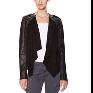 MUUBAA LUPUS BLACK LEATHER BIKER DRAPED JACKET 4